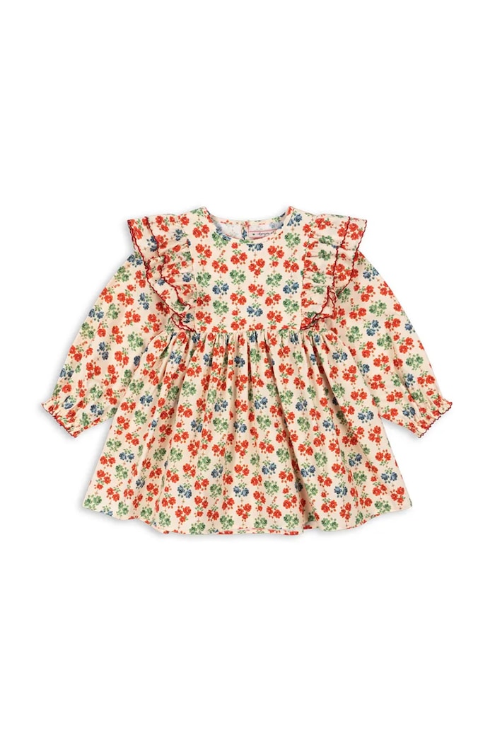 Konges Sløjd Dětské bavlněné šaty Konges Sløjd COEUR DRESS GOTS KS101933 béžová AW24
