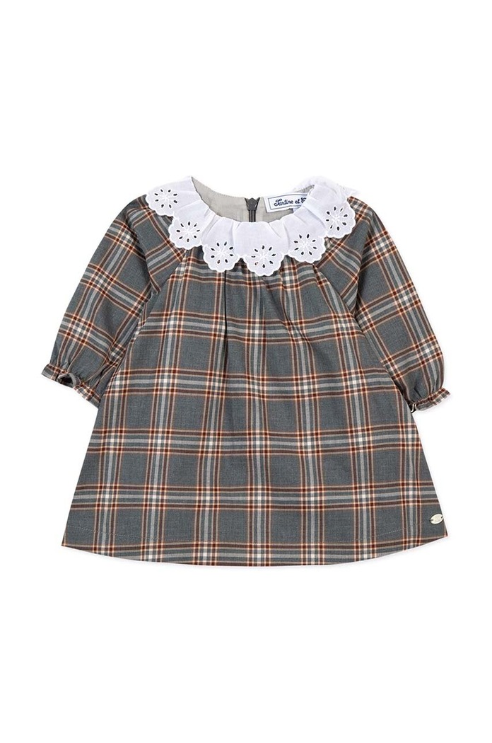 Tartine et Chocolat sukienka bawełniana niemowlęca TZ30021.67.74 szary AW24