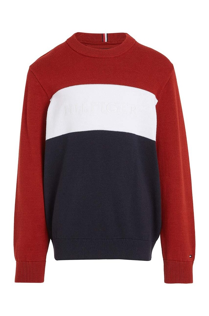 Tommy Hilfiger sweter bawełniany dziecięcy KB0KB09150.9BYH.128.176 czerwony AW24