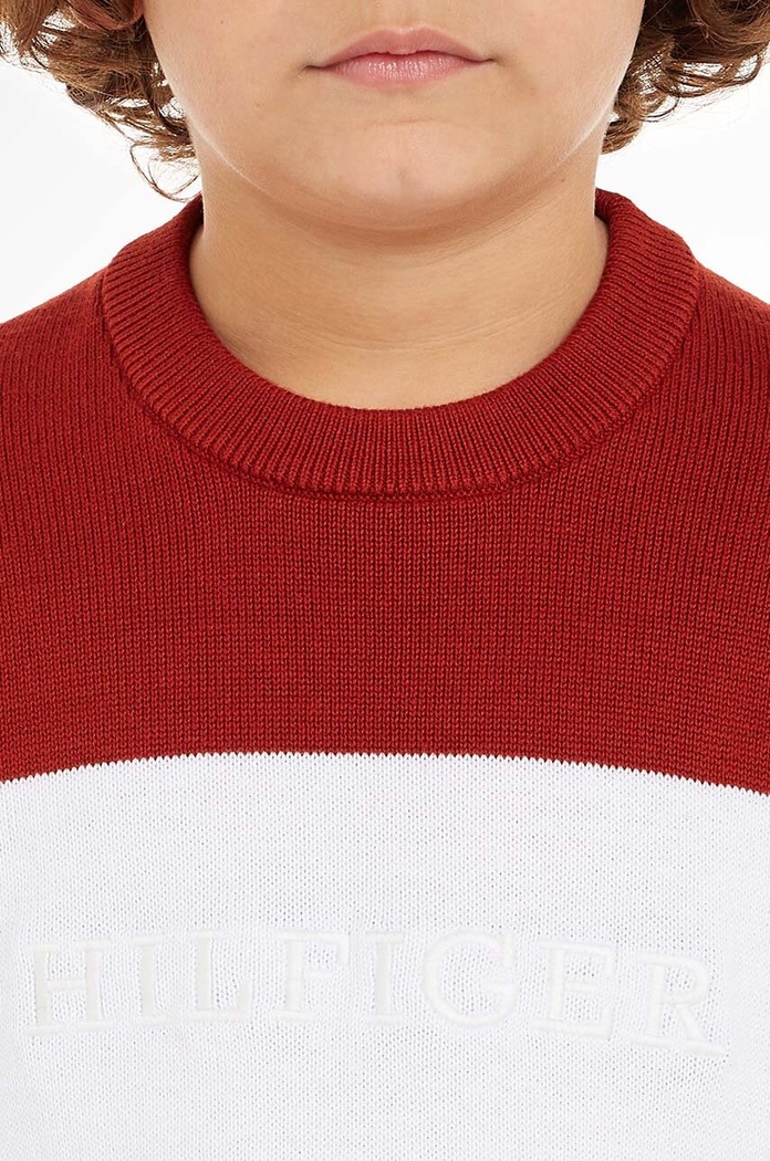 Tommy Hilfiger sweter bawełniany dziecięcy KB0KB09150.9BYH.128.176 czerwony