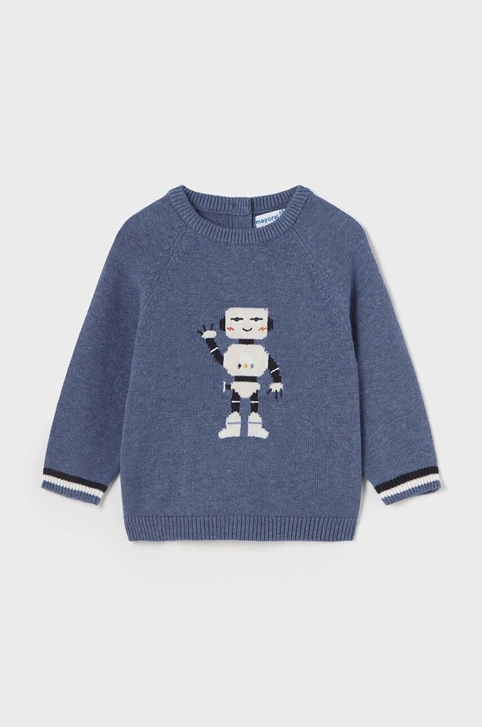 Mayoral sweter z domieszką wełny niemowlęcy z domieszką wełny niebieski 2310.3A.Baby.9BYH