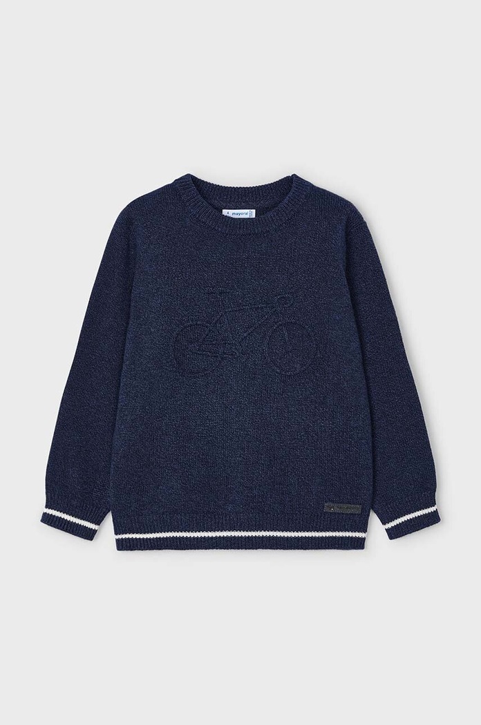 Mayoral sweter z domieszką wełny dziecięcy 4341.5D.Mini.9BYH granatowy AW24