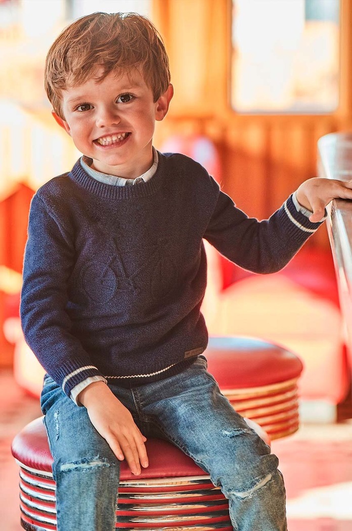 Mayoral sweter z domieszką wełny dziecięcy granatowy 4341.5D.Mini.9BYH