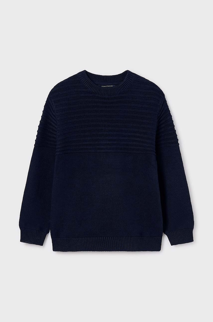 Mayoral sweter bawełniany dziecięcy 7392.7C.Junior.9BYH granatowy AW24