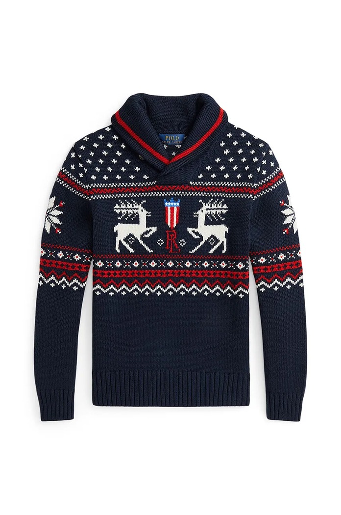 Polo Ralph Lauren Παιδικό πουλόβερ από μείγμα μαλλιού Polo Ralph Lauren σκούρο μπλε 323951375001