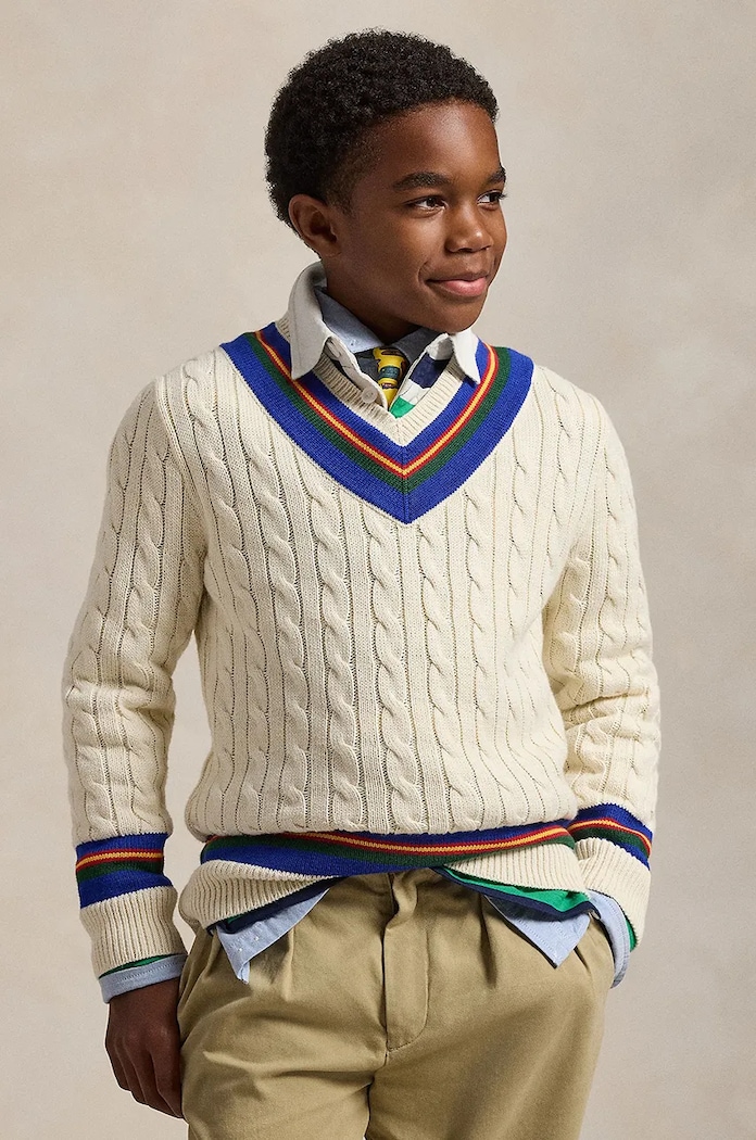 Polo Ralph Lauren Παιδικό βαμβακερό πουλόβερ Polo Ralph Lauren μπεζ 323951447001