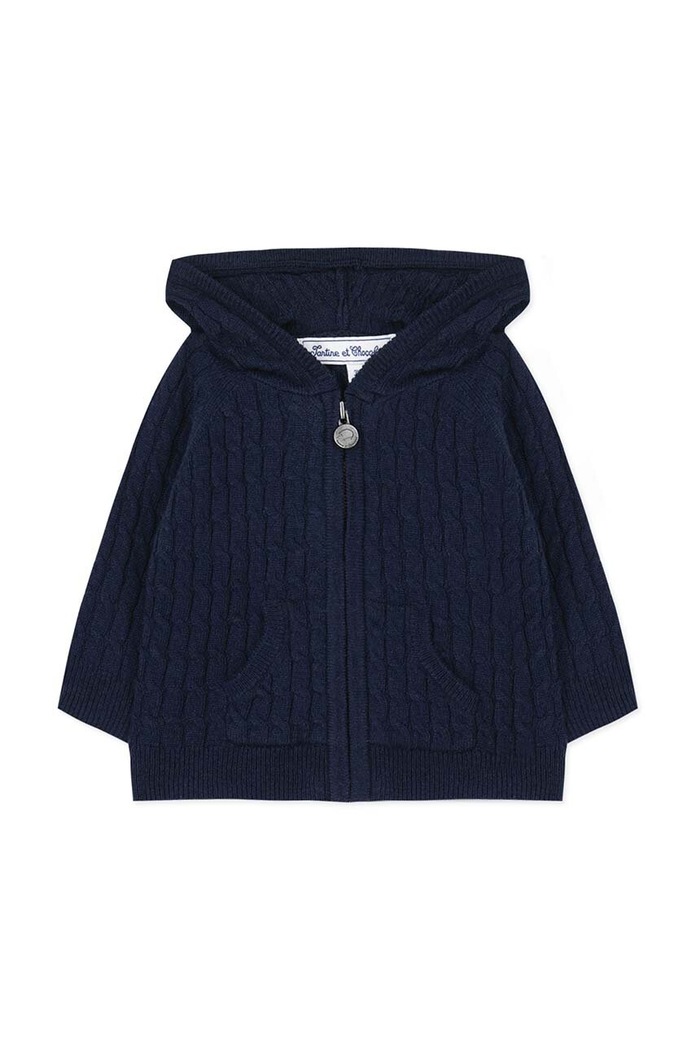 Tartine et Chocolat cardigan din amestec de lână pentru bebeluși uni bleumarin TZ18021.67.74