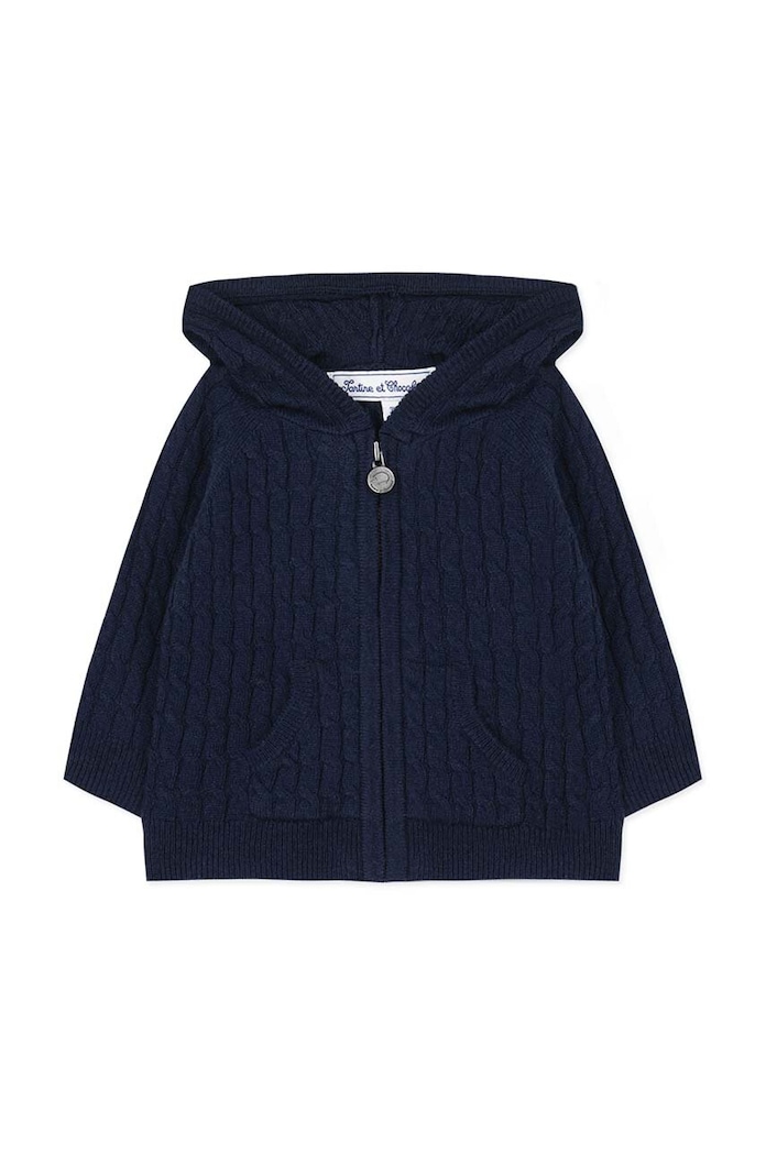 Tartine et Chocolat cardigan din amestec de lână pentru bebeluși uni bleumarin TZ18021.67.74