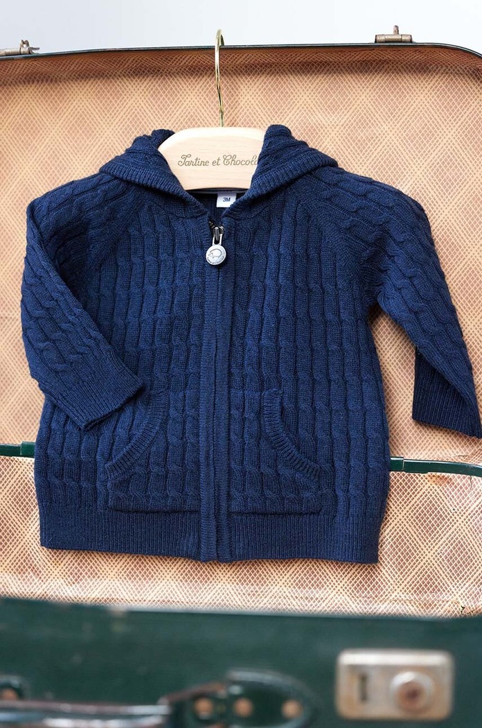 Tartine et Chocolat cardigan din amestec de lână pentru bebeluși bleumarin TZ18021.67.74