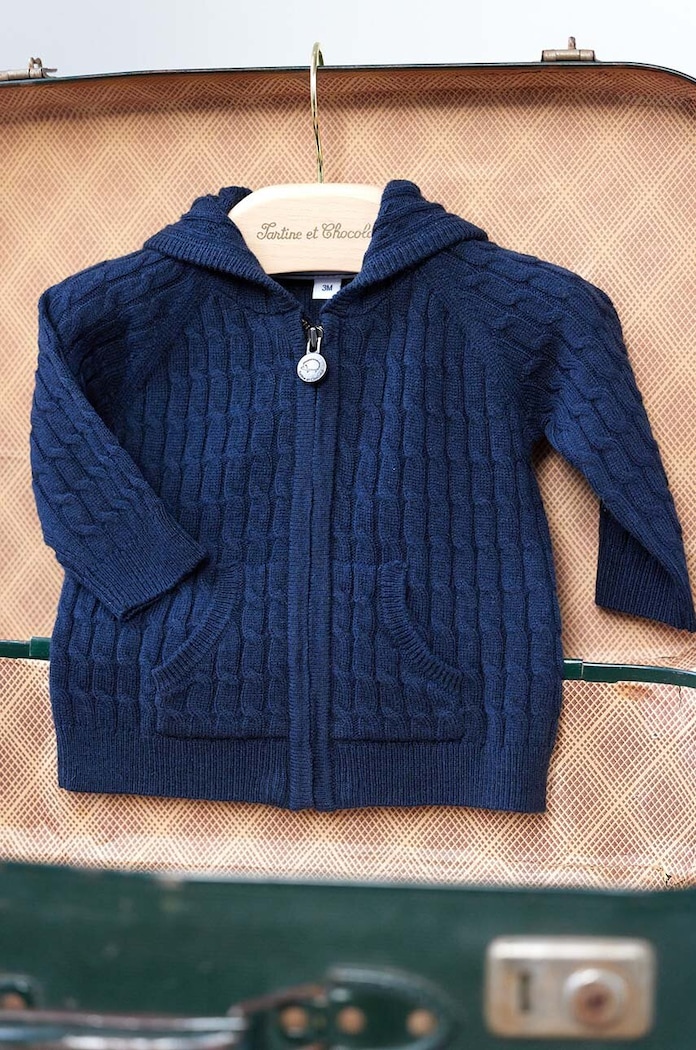 Tartine et Chocolat cardigan din amestec de lână pentru bebeluși bleumarin TZ18021.67.74