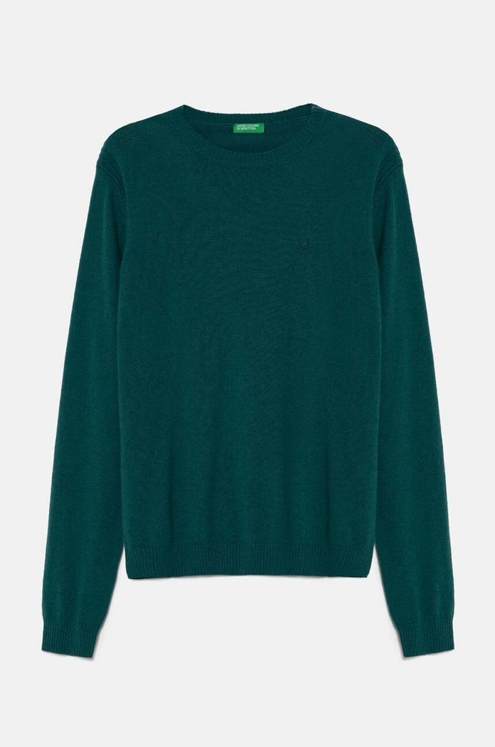 United Colors of Benetton sweter z domieszką wełny dziecięcy melanż zielony 1032C106W.G.Seasonal
