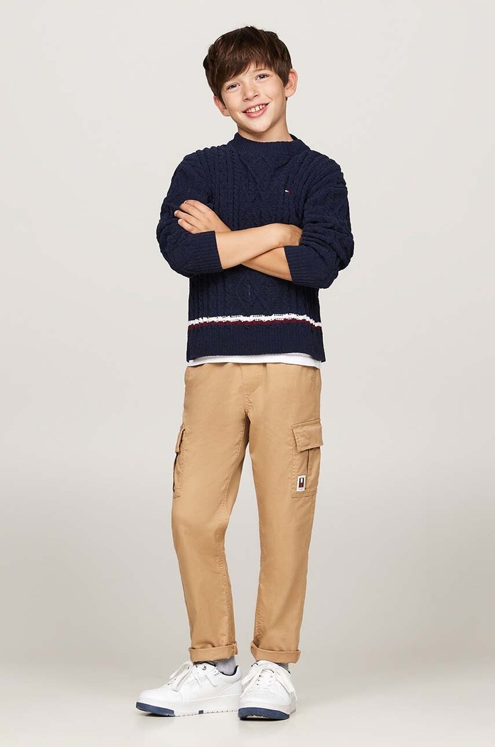 Chłopiec Tommy Hilfiger sweter dziecięcy KB0KB09257.9BYH.128.176 granatowy