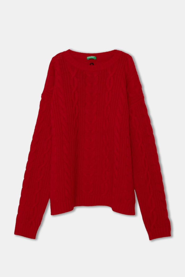 United Colors of Benetton sweter wełniany dziecięcy wełna czerwony 1344C107G.G.Seasonal