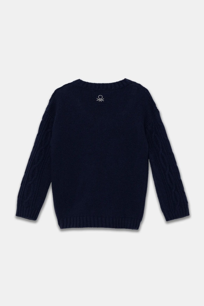 United Colors of Benetton sweter wełniany dziecięcy 1344G100R.P.Seasonal granatowy AW24