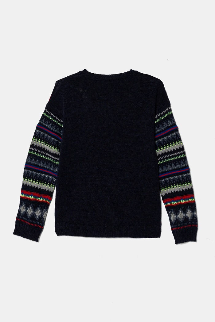 United Colors of Benetton sweter z domieszką wełny dziecięcy 1076Q107J.G.Seasonal granatowy AW24