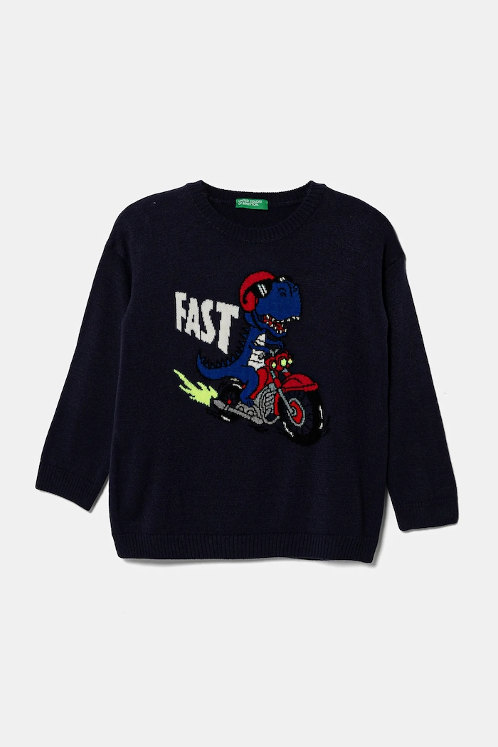 United Colors of Benetton sweter dziecięcy drobny wzór granatowy 1170H102F.P.Seasonal