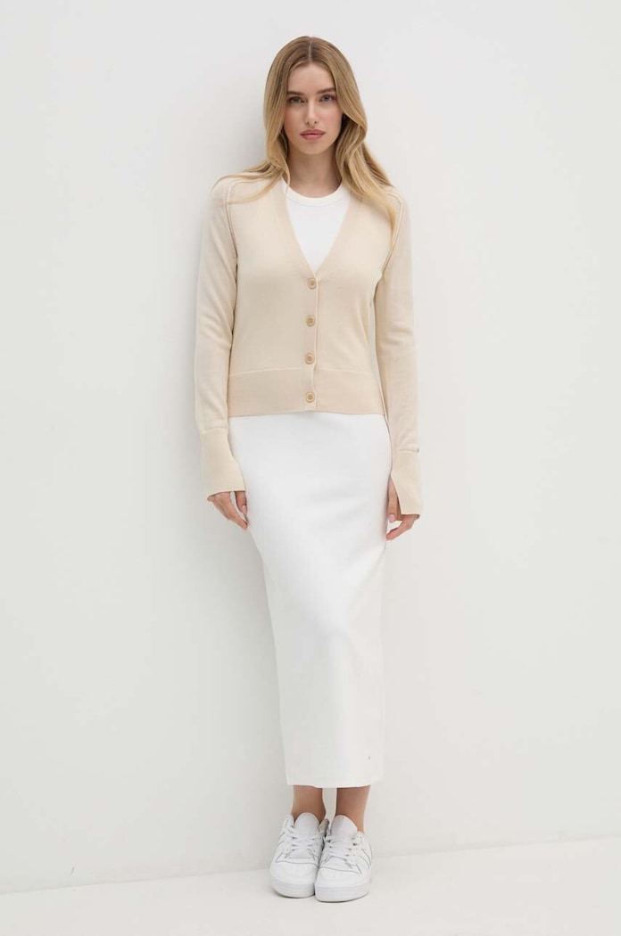 Calvin Klein gyapjú kardigán K20K207574 bézs AW24