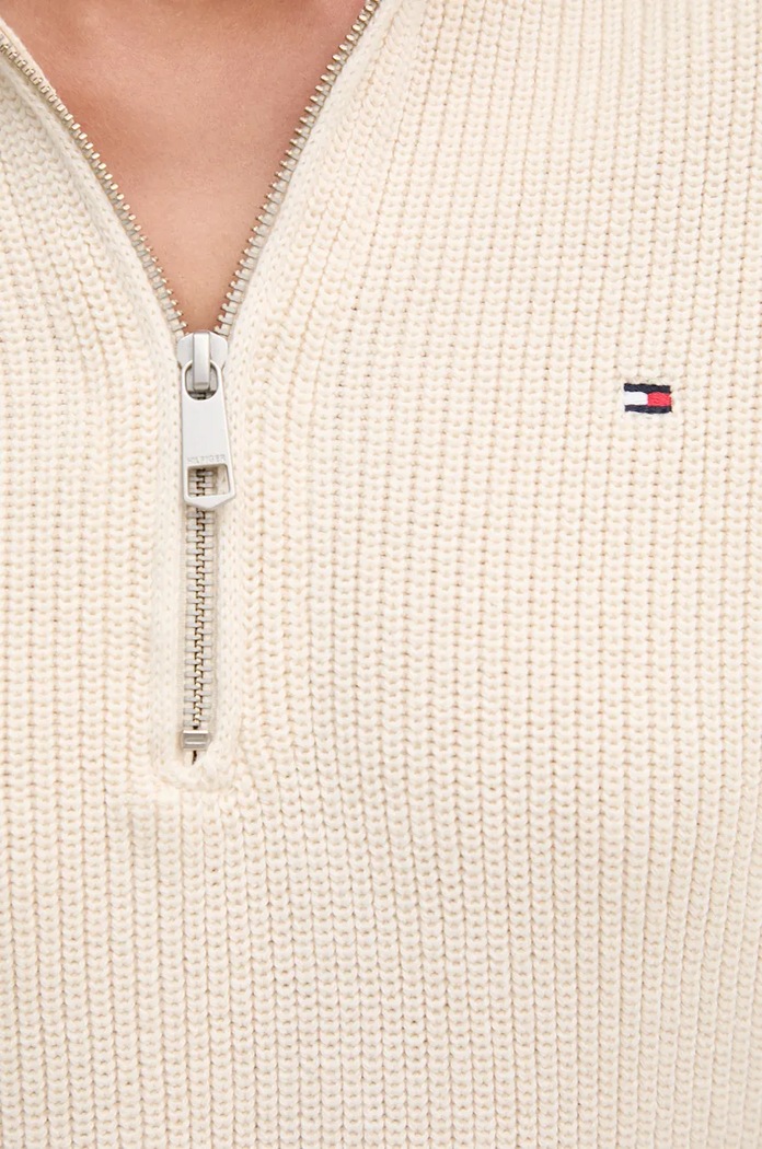 Βαμβακερό πουλόβερ Tommy Hilfiger WW0WW42141 μπεζ