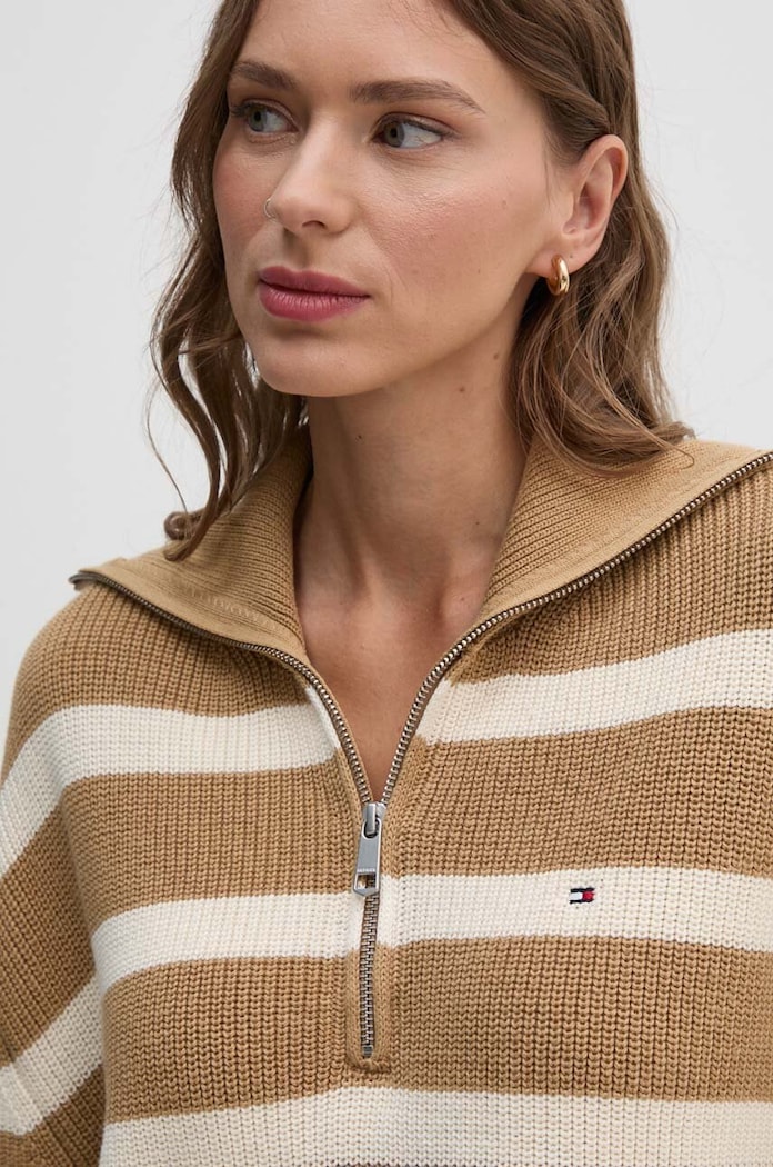 Bavlněný svetr Tommy Hilfiger béžová WW0WW42141