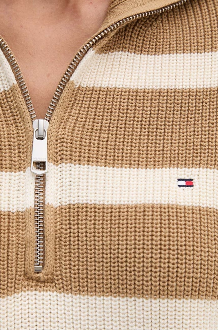 Bavlněný svetr Tommy Hilfiger WW0WW42141 béžová