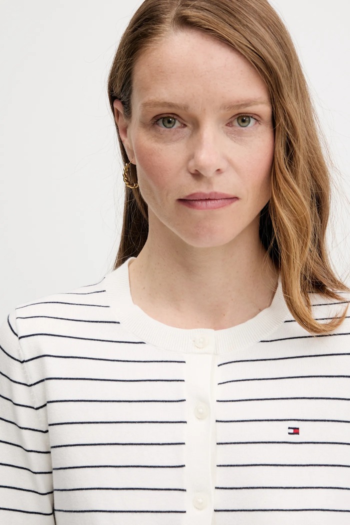 Tommy Hilfiger kardigan dámský s bavlnou béžová WW0WW42370
