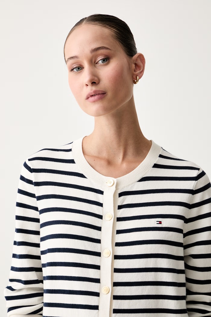 Tommy Hilfiger kardigan damski z bawełną beżowy WW0WW42370