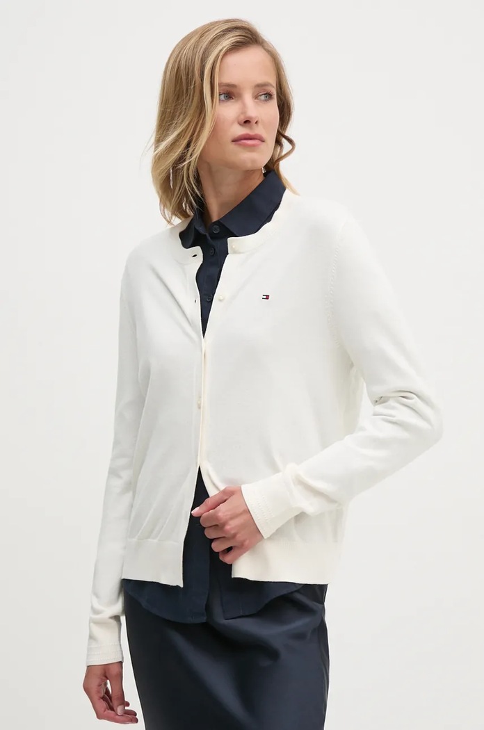 Πλεκτή ζακέτα Tommy Hilfiger μελανζέ μπεζ WW0WW42370