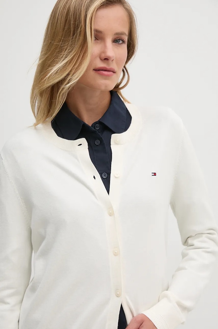 Πλεκτή ζακέτα Tommy Hilfiger μπεζ WW0WW42370