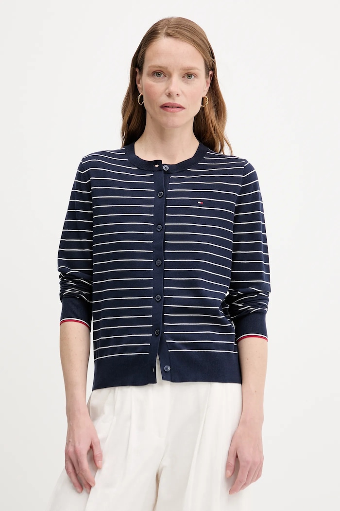 Kardigán Tommy Hilfiger melanž tmavomodrá WW0WW42370