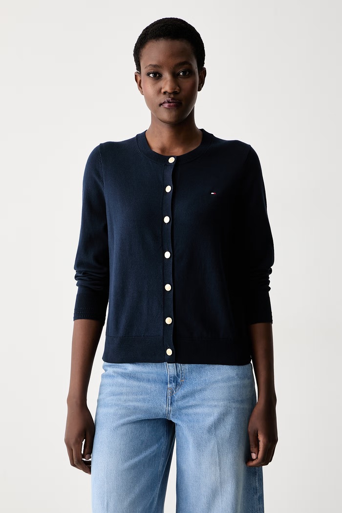 Tommy Hilfiger kardigan damski z bawełną niebieski WW0WW42370