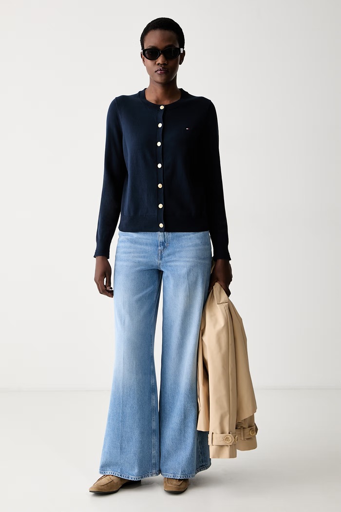 Tommy Hilfiger kardigan damski z bawełną WW0WW42370 niebieski SS26