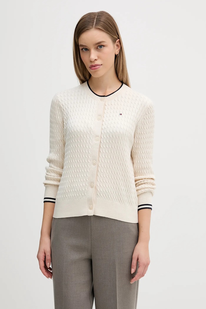 Bavlněný kardigan Tommy Hilfiger béžová WW0WW43329