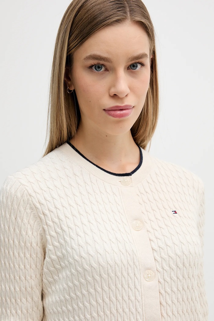 Bavlněný kardigan Tommy Hilfiger béžová WW0WW43329