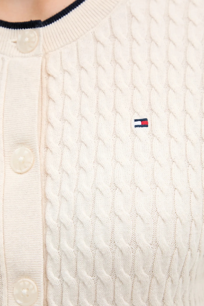 Bavlněný kardigan Tommy Hilfiger WW0WW43329 béžová