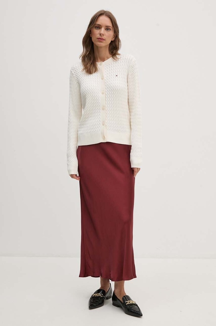 Tommy Hilfiger Kardigan damski bawełniany WW0WW43329 beżowy SS26