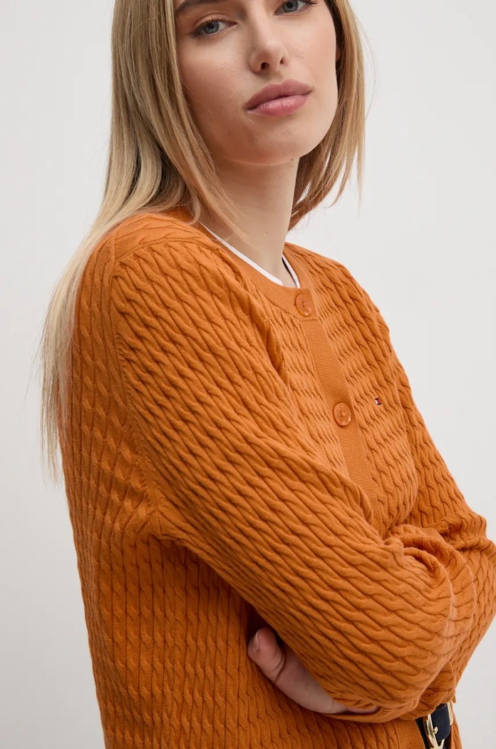 Tommy Hilfiger kardigan dámský bavlněný oranžová WW0WW43329