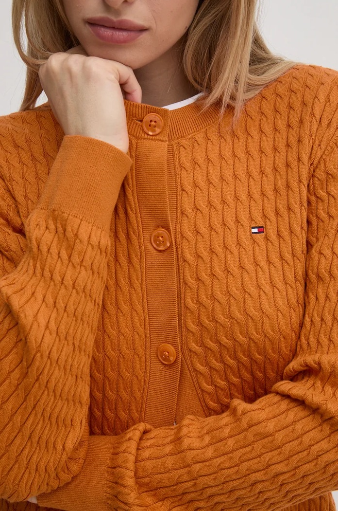 Tommy Hilfiger kardigan dámský bavlněný WW0WW43329 oranžová