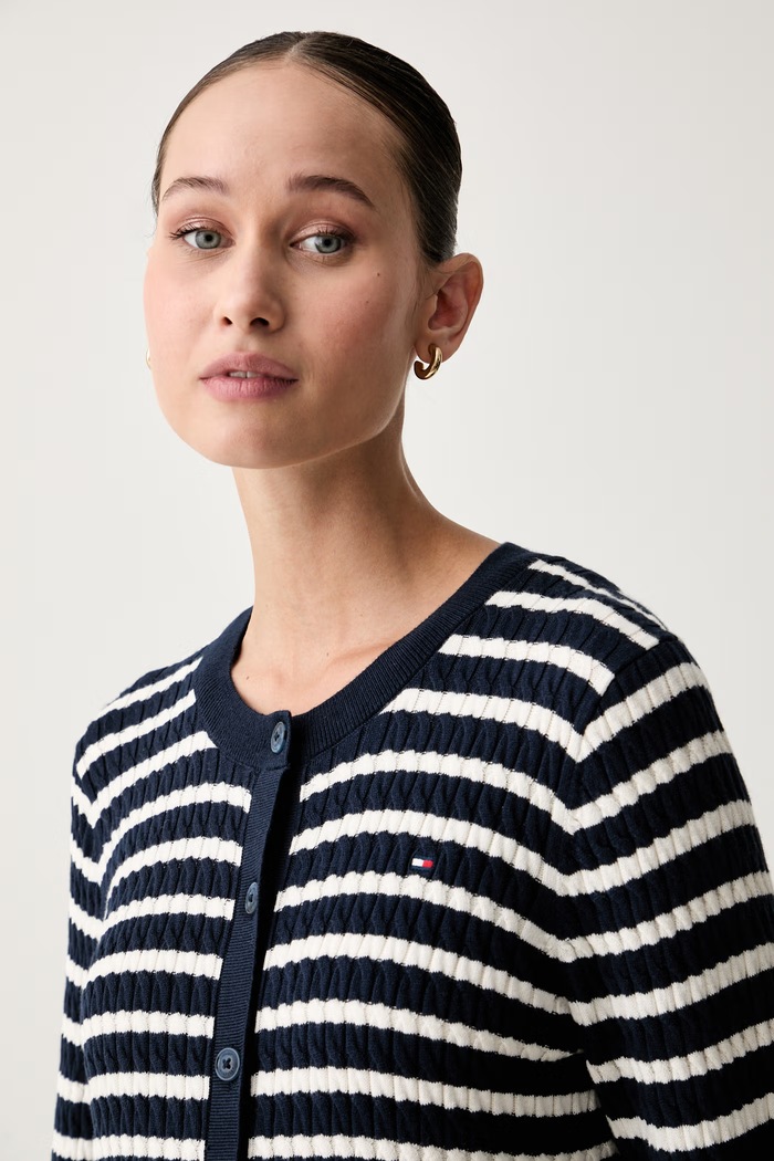Tommy Hilfiger kardigan damski bawełniany granatowy WW0WW43329