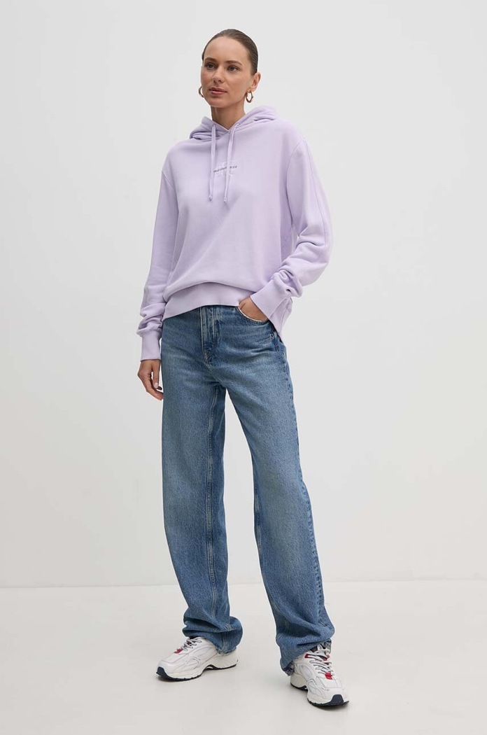Bavlnená mikina Calvin Klein Jeans J20J223534 fialová AW24