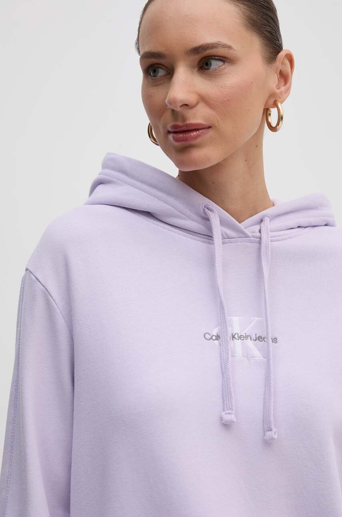 Bavlnená mikina Calvin Klein Jeans fialová J20J223534