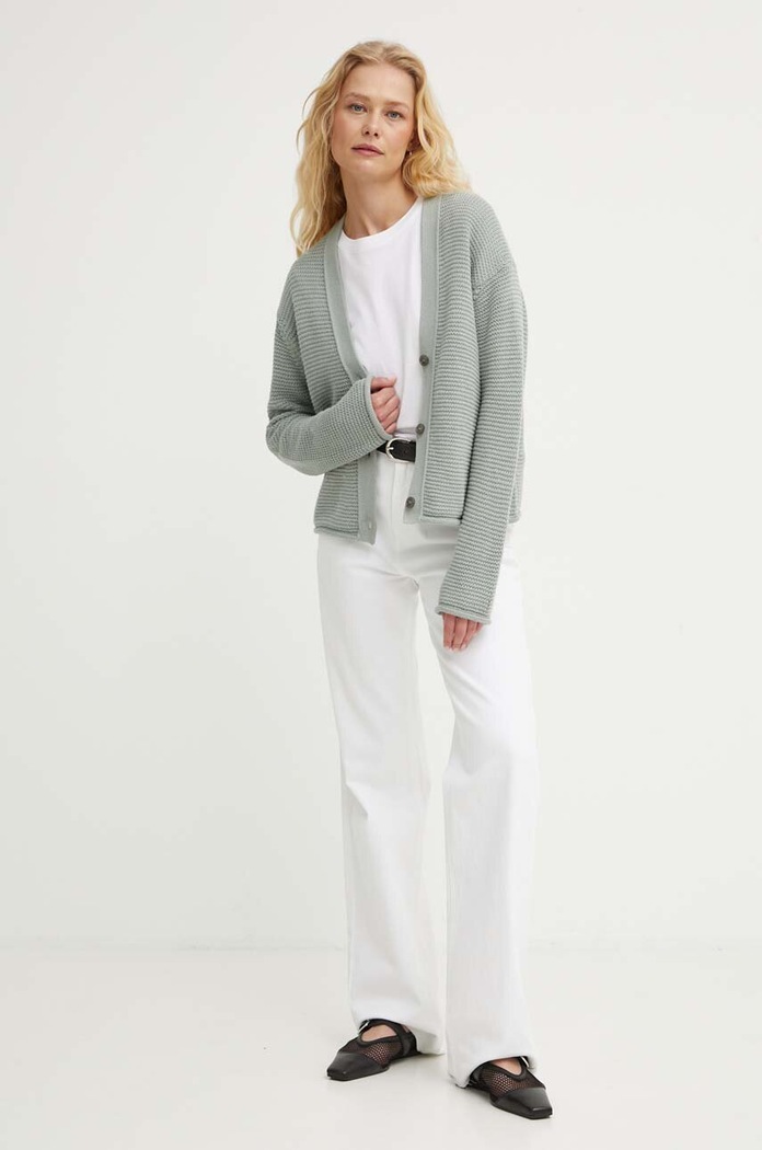 Marc O'Polo kardigan bawełniany 406605961259 zielony AW24