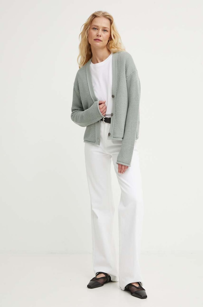 Marc O'Polo kardigan bawełniany 406605961259 zielony AW24