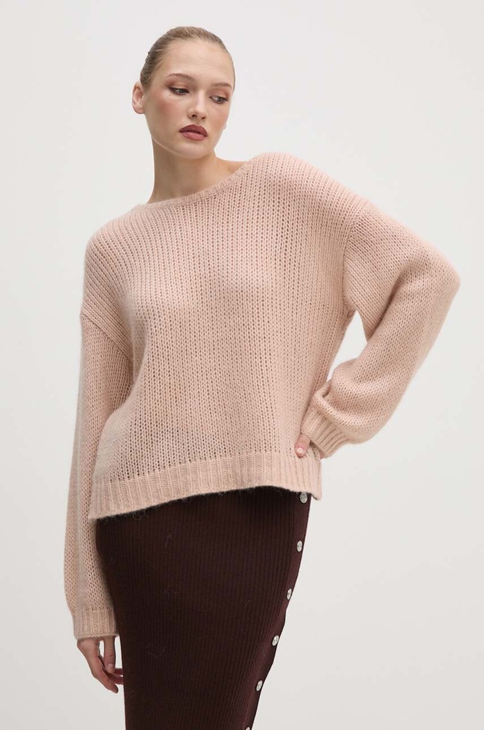 Boss Orange pulover din amestec de lana grosime medie roz 50519172