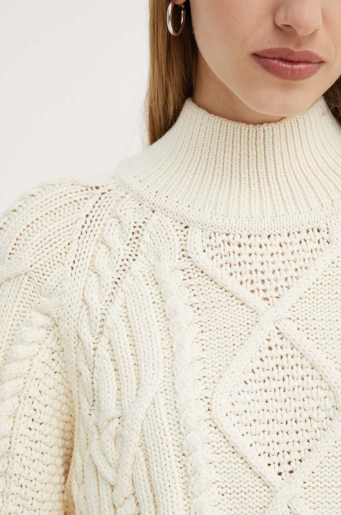 BOSS sweter z domieszką wełny 50518369 beżowy