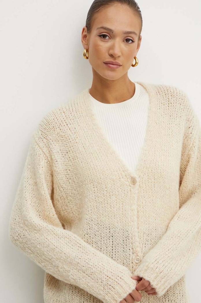 Weekend Max Mara kardigan wełniany beżowy 2425346011600