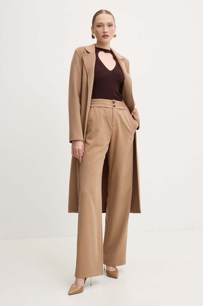Pinko sweter wełniany 104015.A15S brązowy AW24
