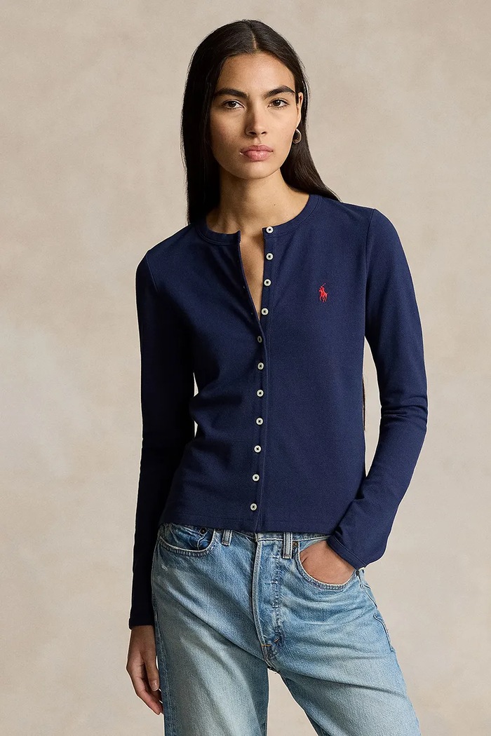 Majica dugih rukava Polo Ralph Lauren okrugli mornarsko plava 211941175