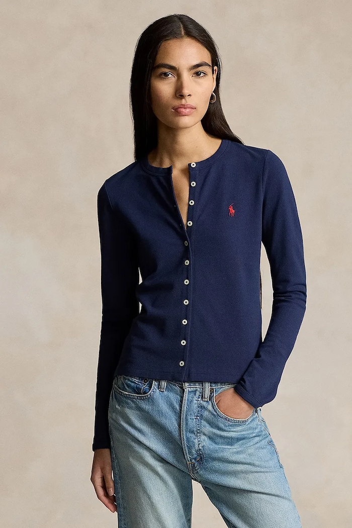 Majica dugih rukava Polo Ralph Lauren okrugli mornarsko plava 211941175