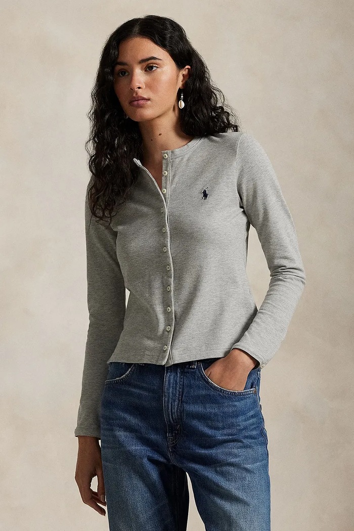 Лонгслив Polo Ralph Lauren круглый вырез серый 211941175