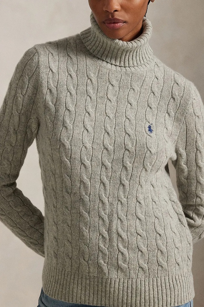 Sweter damski wełniany Polo Ralph Lauren 211888686 szary